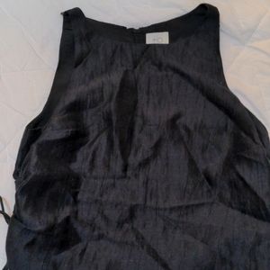 HD Paris Black Silk Zipper Back top